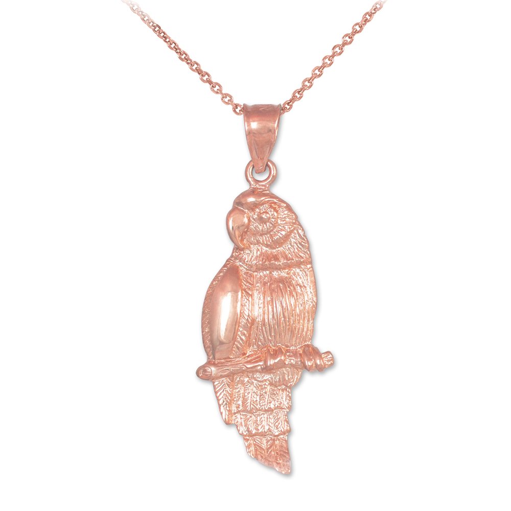 14K Rose Gold Parrot Charm Necklace for Women - Elegant Jewelry Gift