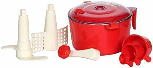 Manual Plastic Detachable Dough Maker - Non-Electric Atta Maker for Roti, Chapati & Bread - Easy to Clean & Store (Red) - Perfect for Home Baking, Indian Cooking & Restaurant Use