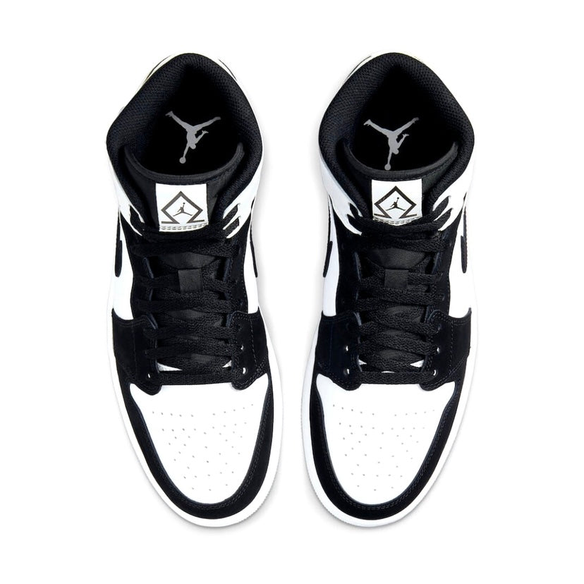 Air Jordan 1 Mid Diamond Black White Sneakers - Men's Basketball Shoes for Casual Wear & Street Style Fashion