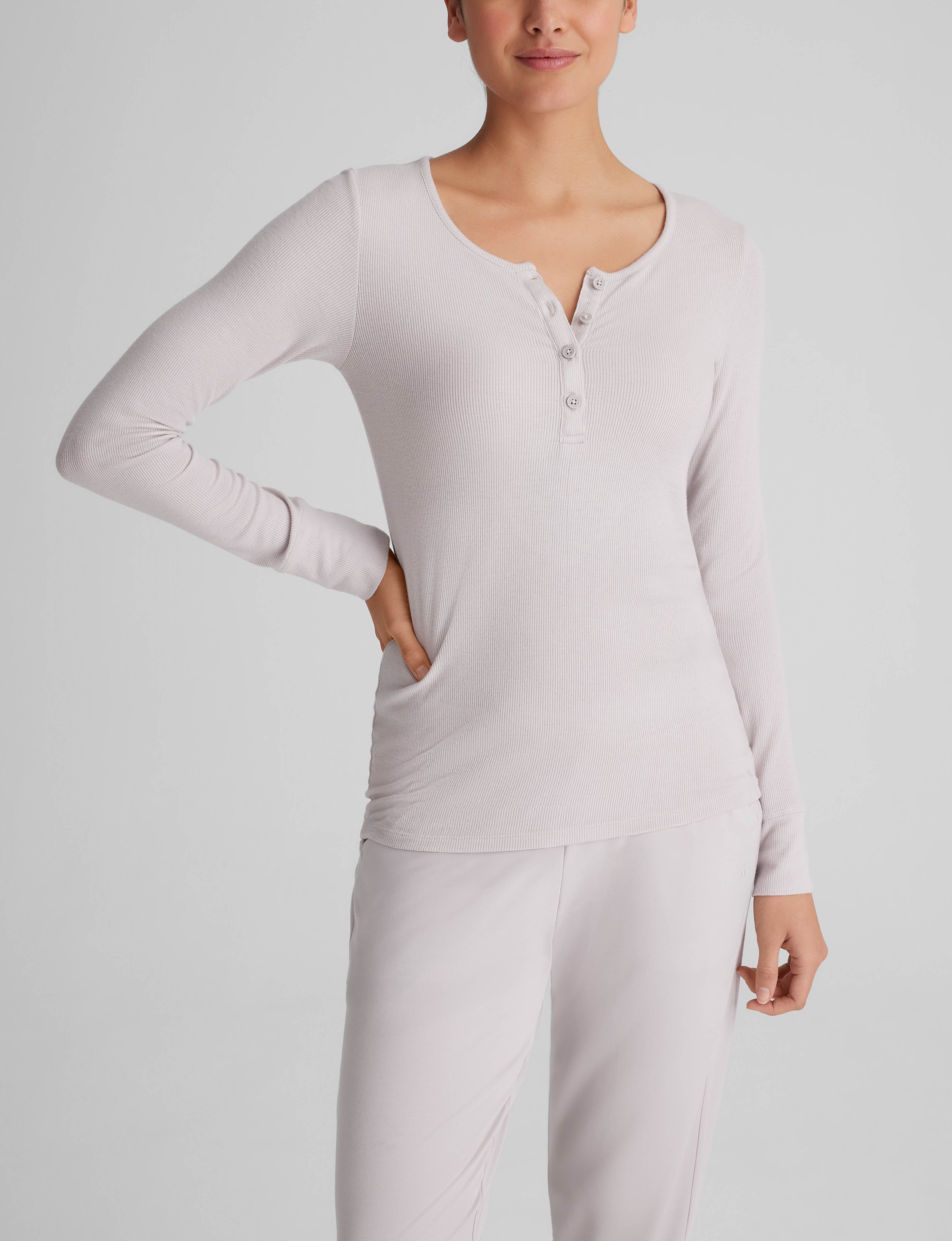 Women's Casual Henley Long Sleeve Shirt - Soft Cotton Relaxed Fit T-Shirt for Lounge, Sleep & Everyday Wear