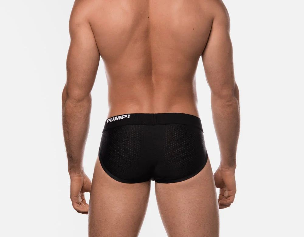 PUMP! Men's Classic Black Mesh Brief Underwear - Breathable & Comfortable for Everyday Wear, Gym, and Sports