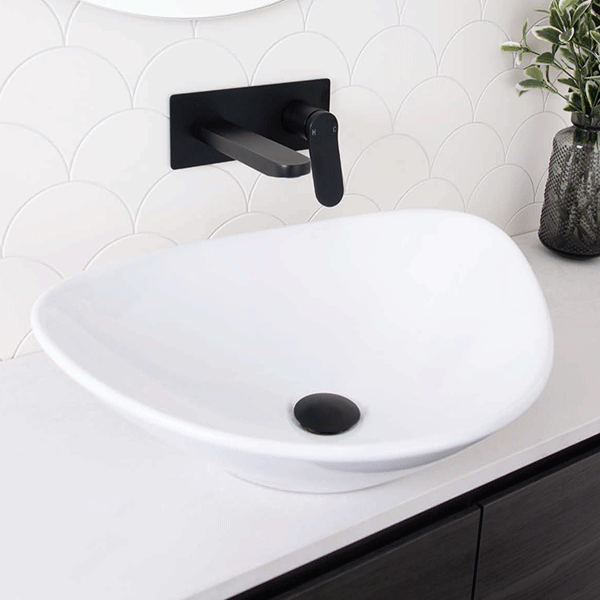 ADP Fiore 530 x 420mm White Ceramic Above Counter Bathroom Sink Basin - Perfect for Modern Vanities and Contemporary Bathroom Designs