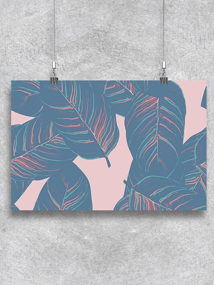 Vibrant Pink and Blue Tropical Leaves Poster - Wall Art for Home, Office, and Nursery Decor | Perfect for Beach House, Boho Style, and Tropical Theme Rooms