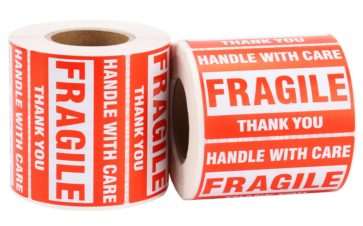 RBHK Fragile Stickers 2'' x 3'' - Handle with Care Shipping Labels, 500 Labels per Roll (20 Rolls) - Perfect for Packaging, Moving Boxes & Delicate Item Shipments