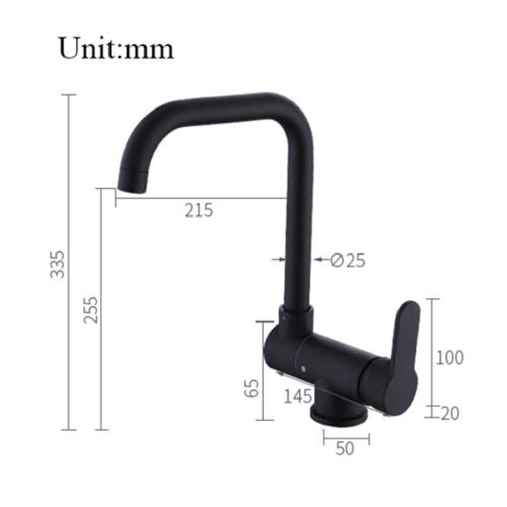 All Copper Black Kitchen Faucet with Hot & Cold Water Mixer - Foldable Pull-Out Sprayer for Sink, Window & Countertop - Durable Rotary Design for Modern Homes