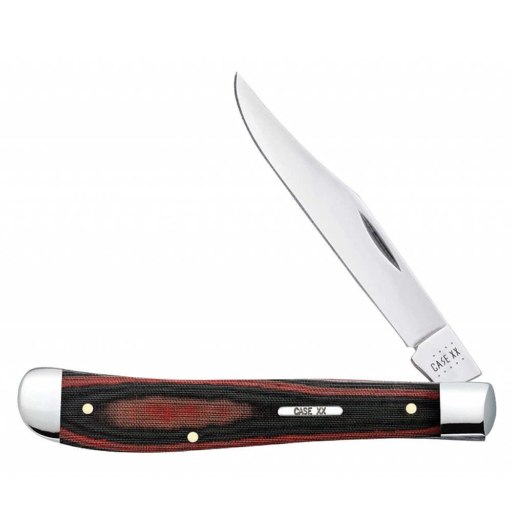 Case XX Slimline Trapper Pocket Knife CA27857 - Black & Red Micarta Handle, Durable Folding Knife for Camping, Hunting & Everyday Carry (EDC)