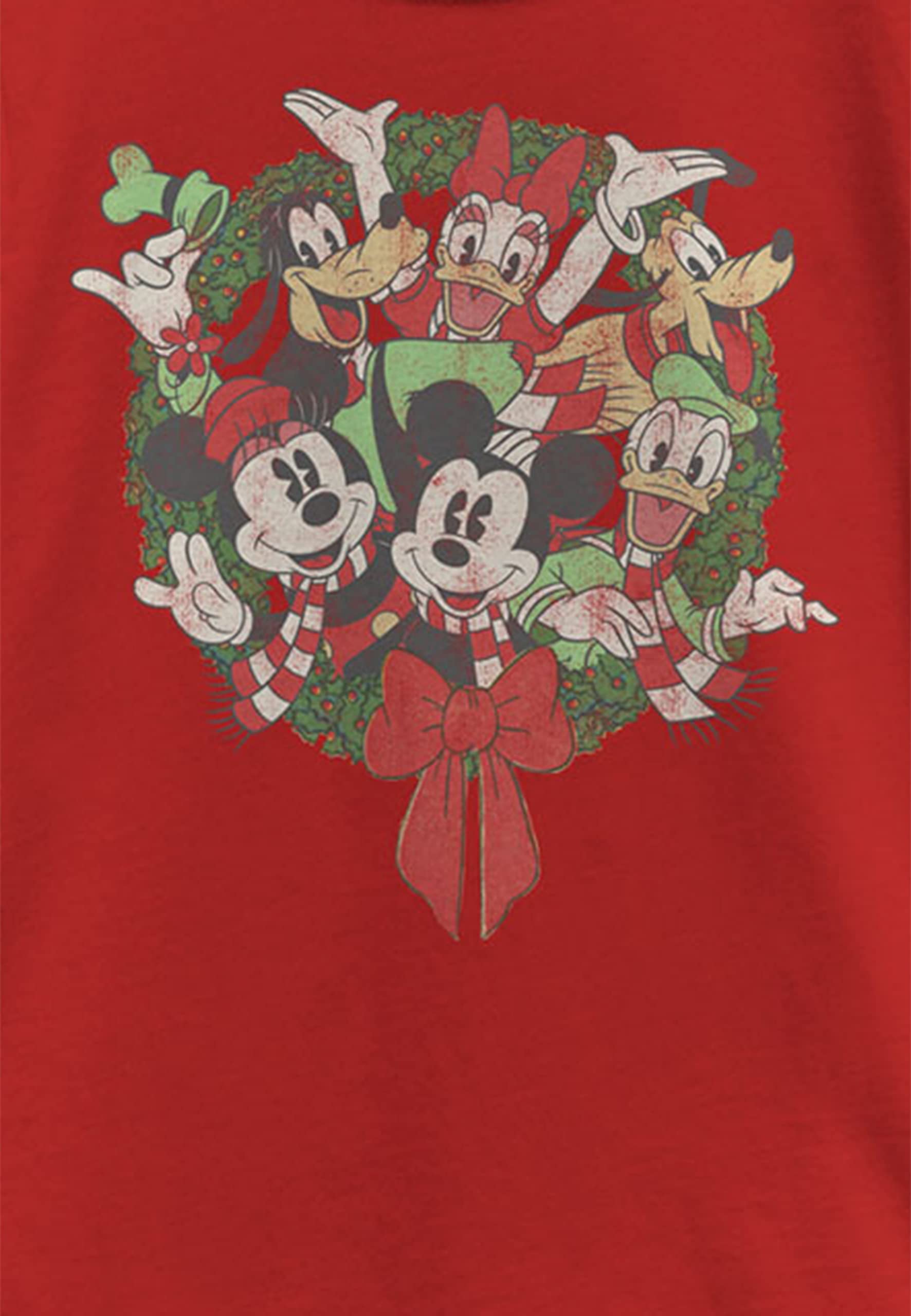 Disney Mickey Mouse & Friends Wreath Graphic Girls' Solid Color Crewneck T-Shirt - Cute Casual Outfit for School, Playdates & Disney Theme Parks