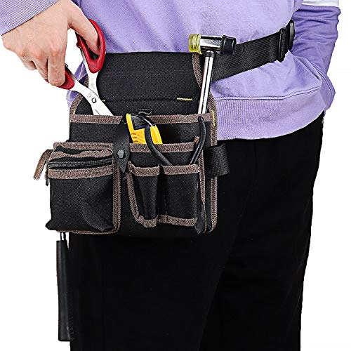 Durable Canvas Electrician Tool Belt with Multiple Pockets - Portable Waist Bag for Maintenance & Repair Work | Heavy-Duty Storage Pouch for Electricians, Carpenters & DIY Projects