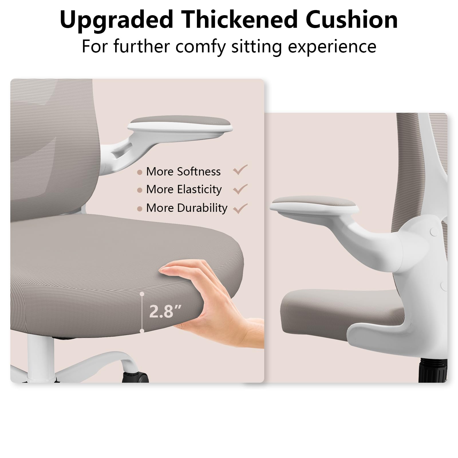 Ergonomic Office Chair with Lumbar Support - Adjustable Height & Flip-Up Arms - Breathable Mesh Swivel Task Chair for Home & Office Use - Perfect for Long Hours of Work, Gaming, or Studying