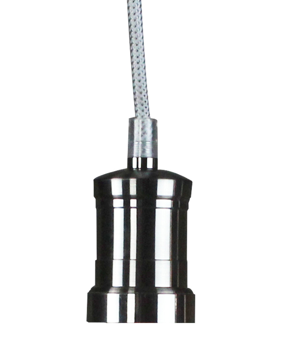 17' Brushed Nickel Plug-In Swag Light with Polished Nickel Cage & Dimmable LED - White/Grey Pendant Lighting for Dining Room, Bedroom or Kitchen | Home Concept