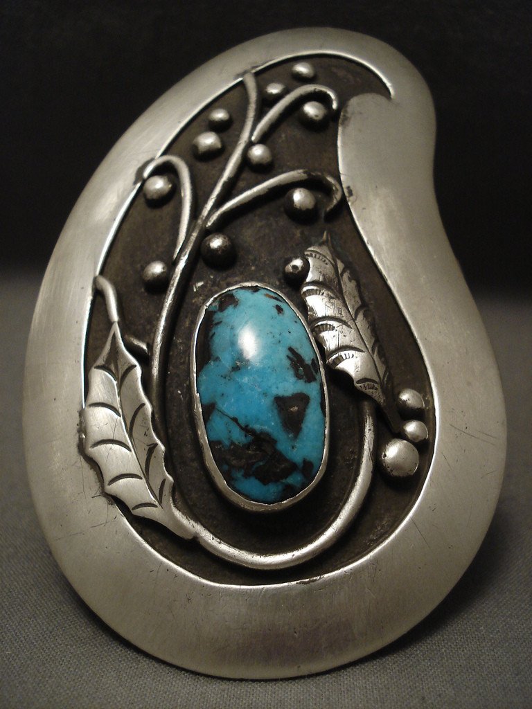 147 Gram Giant Vintage Navajo Bisbee Turquoise Native American Jewelry Silver Bracelet