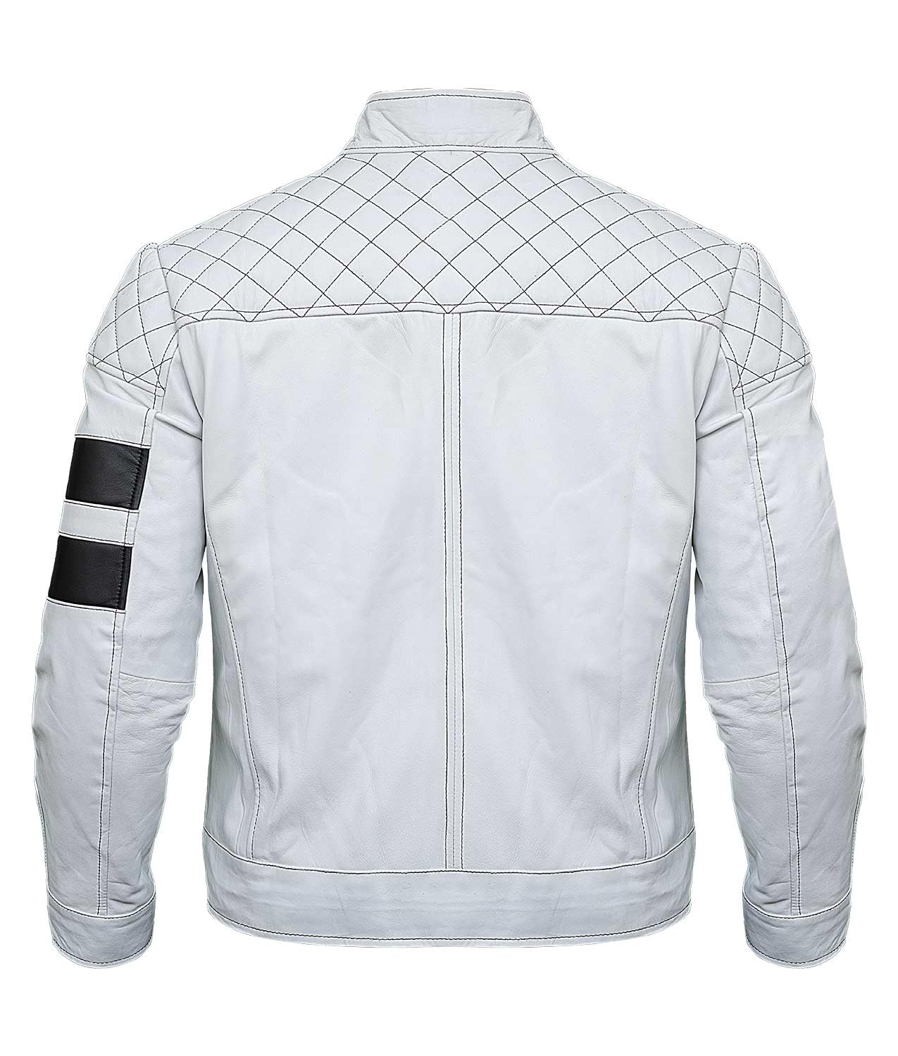 Men's White Genuine Leather Motorcycle Jacket - Stylish Biker Jacket for Men - Premium White Leather Jacket for Riding & Casual Wear