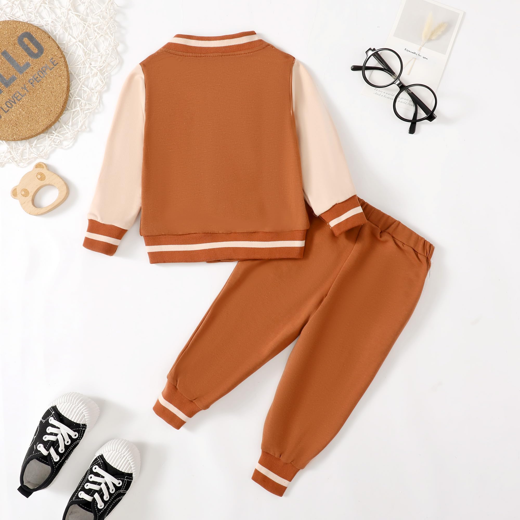 **Adorable Baby Boy Outfits - Toddler Boys' Bomber Varsity Jacket & Sweatpants Set | Warm Fall & Winter Clothes for Infants & Toddlers | Perfect for Playdates, Holidays & Family Photos**