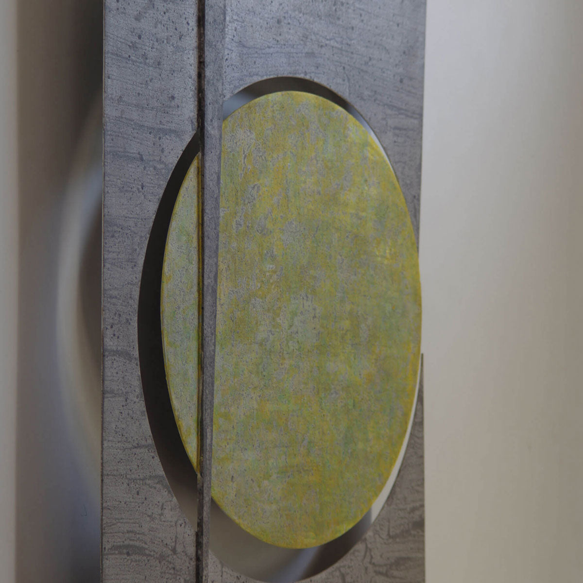 Luna Gialla Steel Sculpture with Acrylic Accents - Modern Art Decor for Home & Office