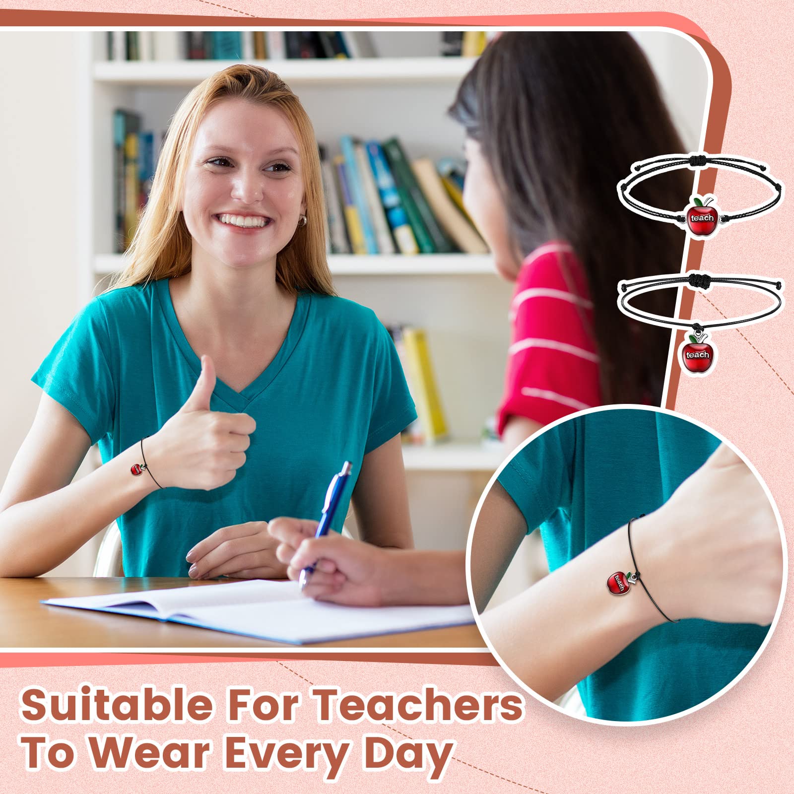 12 Pcs Teacher Bracelets Gifts for Women Men - Back to School Christmas Appreciation