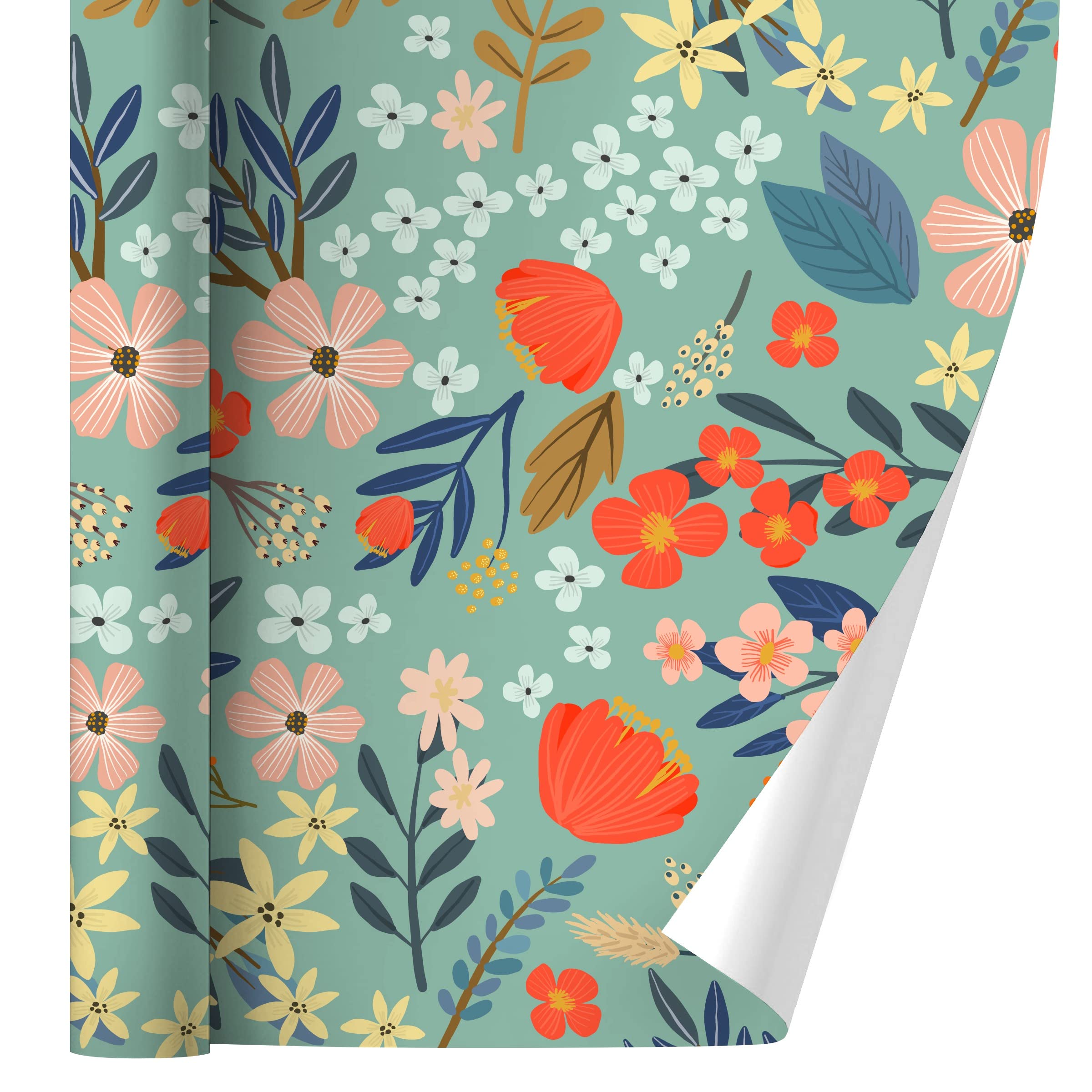 GRAPHICS & MORE Margarida Flowers Gift Wrap Paper Rolls - Floral Pattern Wrapping Paper for Birthday, Wedding, Baby Shower & Holiday Presents