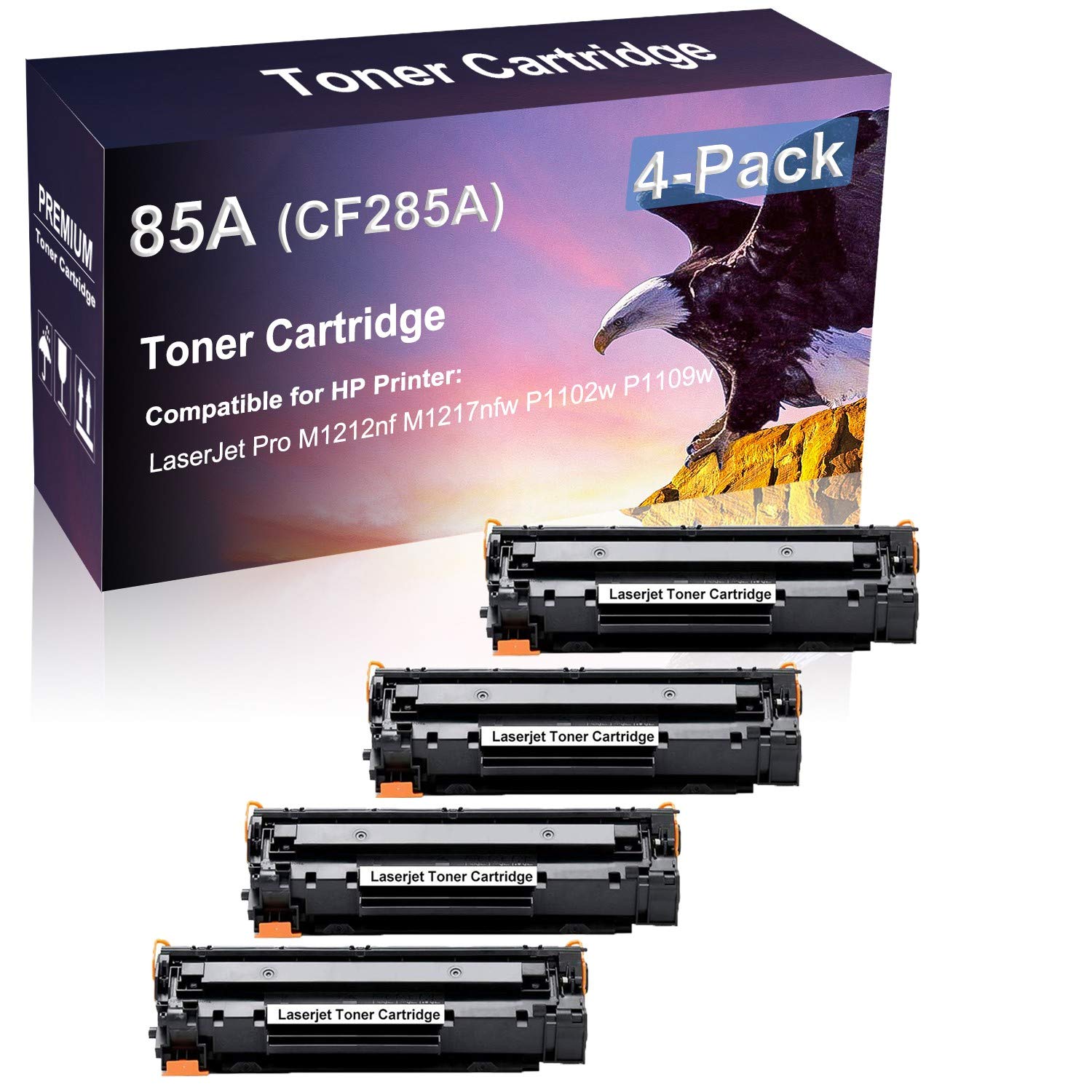 4 Pack High-Yield Compatible Toner Cartridge Replacement for HP 85A CF285A - Works with HP LaserJet Pro M1217nfw & P1102w Printers - Perfect for Home Offices & Small Businesses