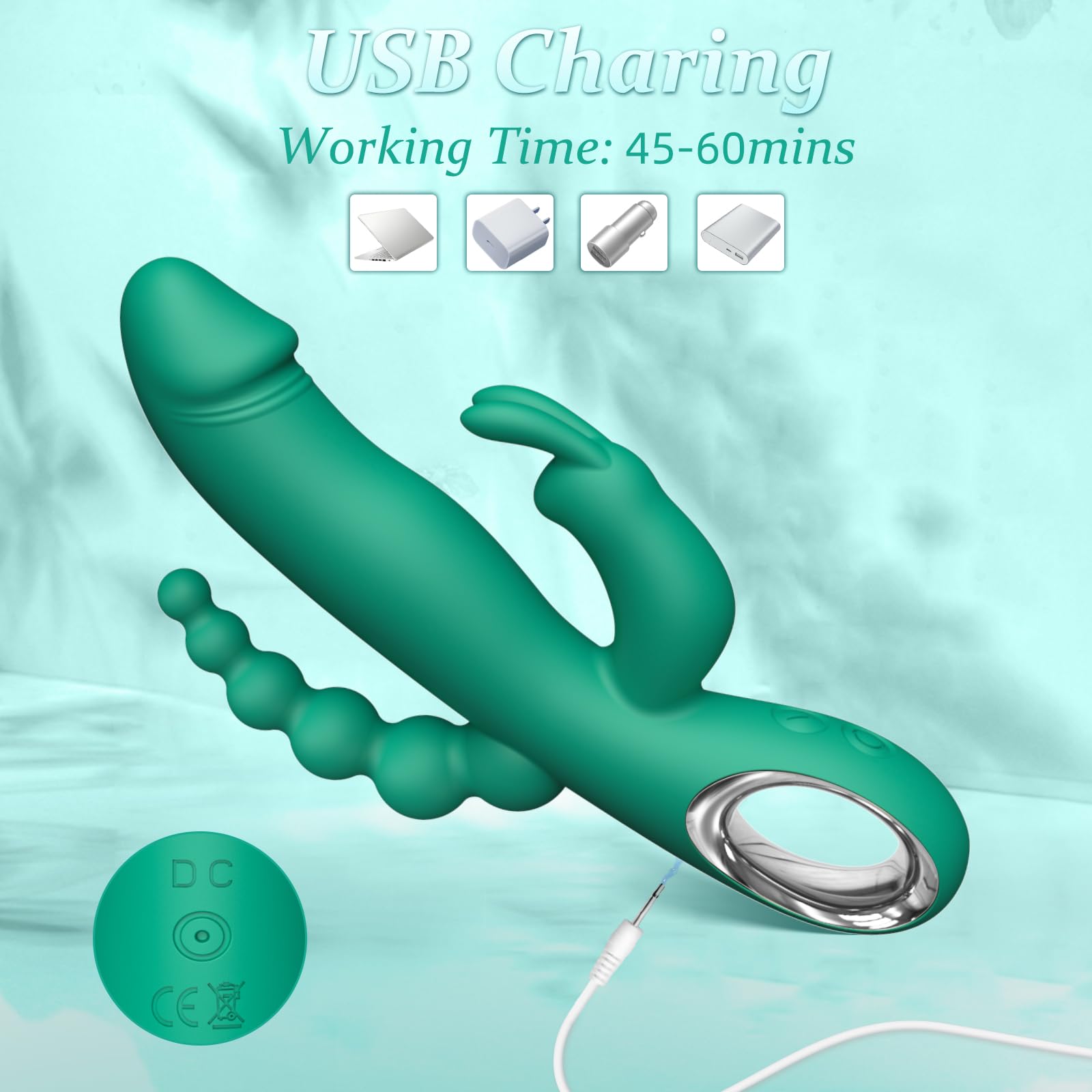 Powerful Thrusting Dildo Vibrator for Women - 10 Vibration & Thrusting Modes, Waterproof Silicone G-Spot & Anal Stimulator - Rechargeable Adult Sex Toy (Green) | Perfect for Solo Play, Couples & Sensual Massage