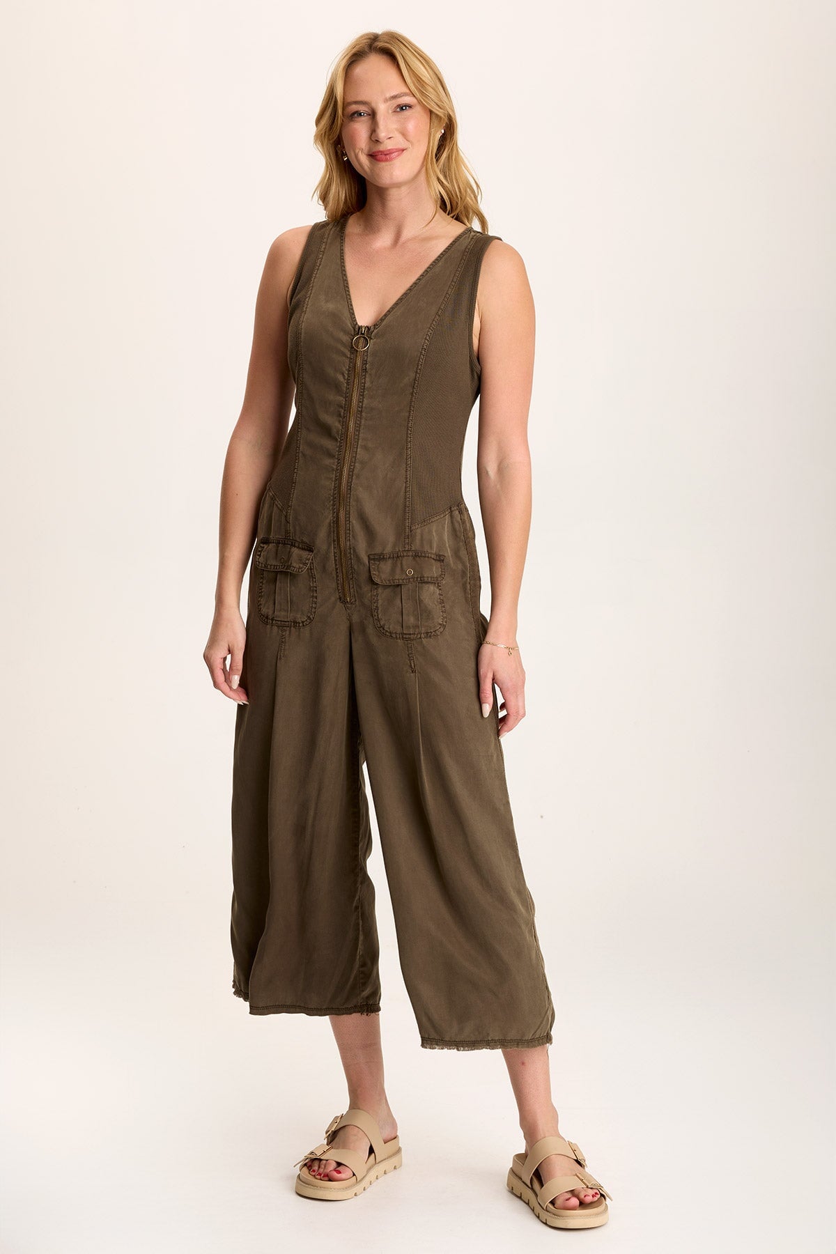 Linette Women's V-Neck Jumpsuit with Adjustable Straps - Casual Summer Romper for Beach, Travel & Everyday Wear