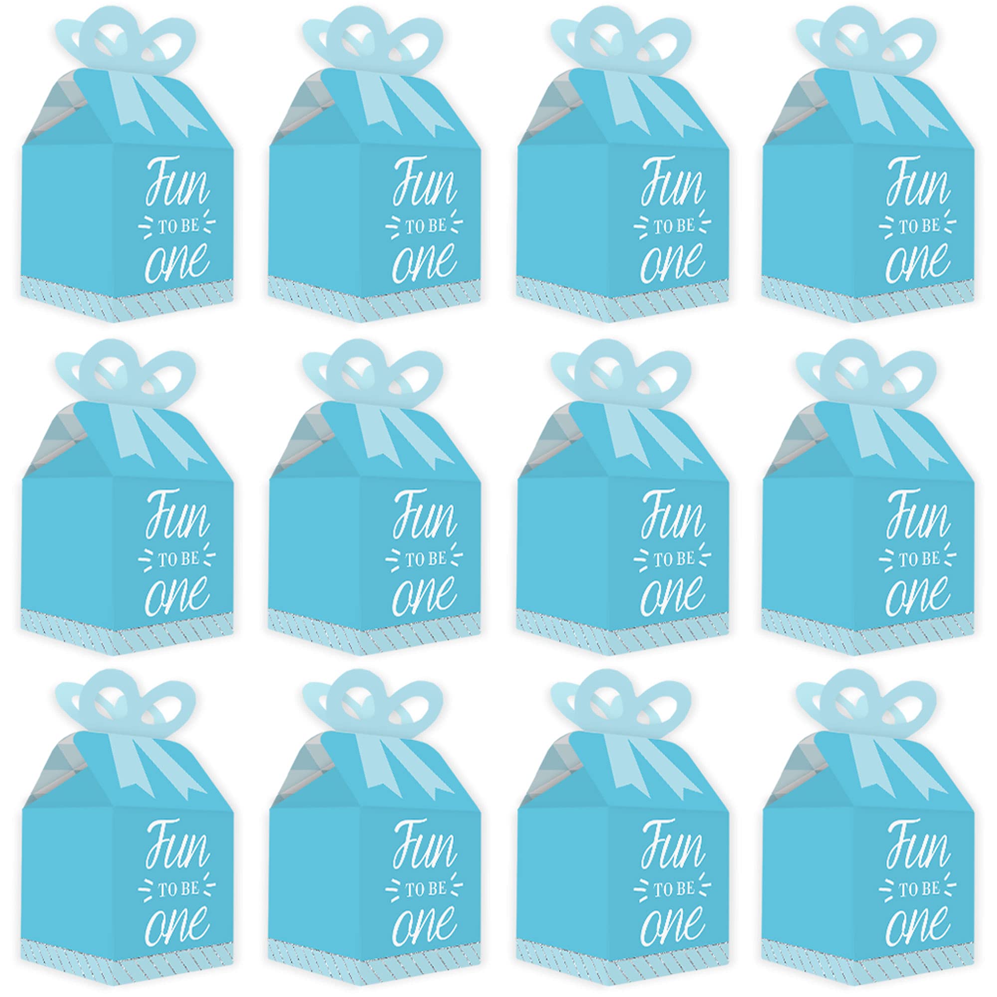 1st Birthday Boy Gift Box Set of 12 - Fun Square Party Favors for Baby Celebration