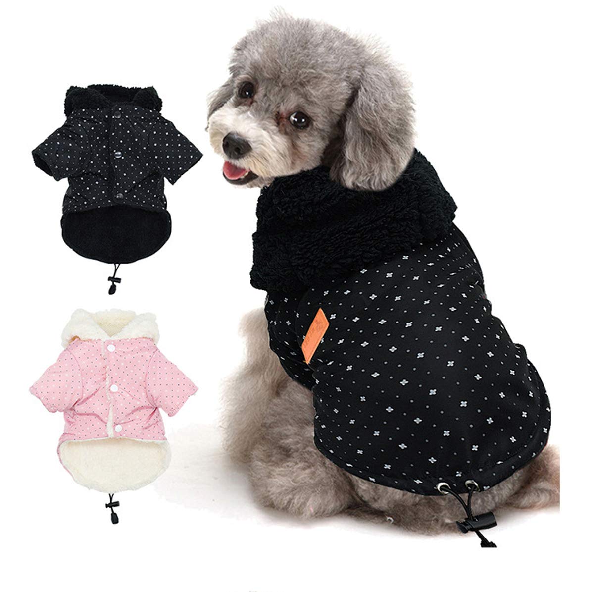 Tineer Pet Puppy Little Star Coat - Warm Winter Dog Sweater for Small Dogs & Cats (Size M, Black) - Perfect for Cold Weather Walks & Indoor Comfort