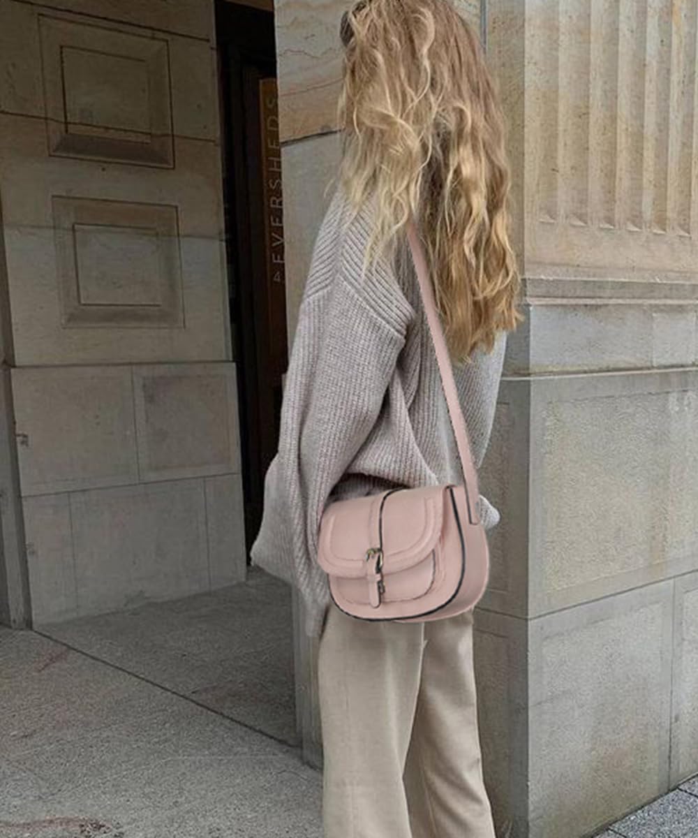 AFKOMST Women's Small Crossbody Bag - Vegan Leather Saddle Purse & Boho Handbag for Everyday Use, Travel, and Casual Outings