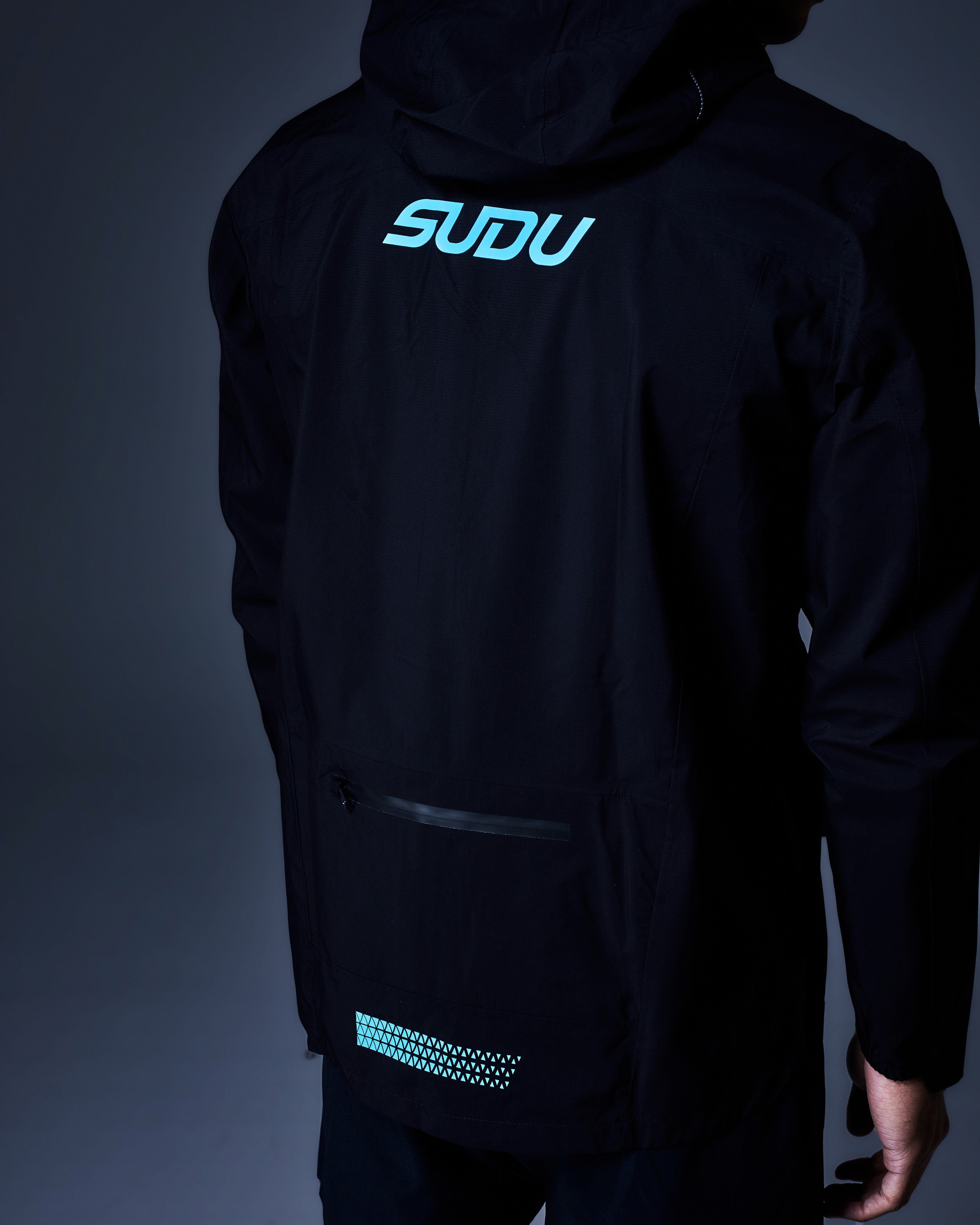SWP 01 Waterproof Rain Jacket for Men & Women - Lightweight Windbreaker with Hood - Outdoor Hiking, Camping & Travel Essentials - Black