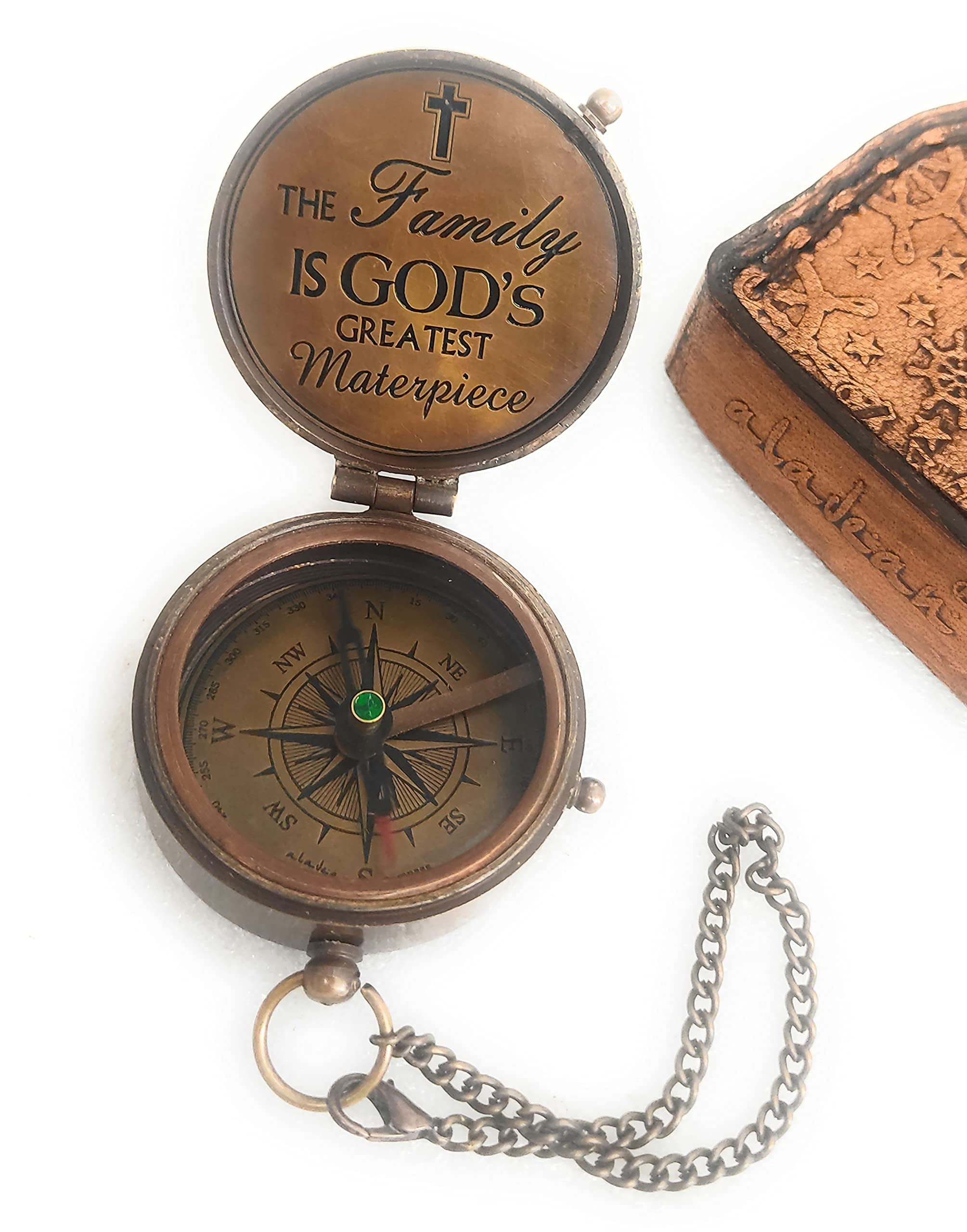 Antique Brass Compass - Personalized Engraved Gift for Men & Women - Perfect for Dad, Mom, Husband, Wife, Boyfriend, Grandparents - Great for Hiking, Camping, Travel & Outdoor Adventures