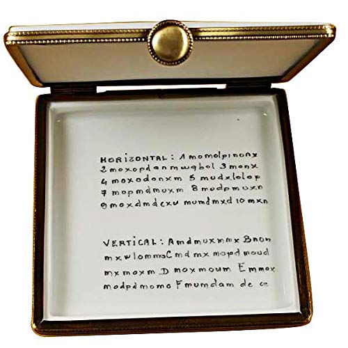 Hand-Painted Limoges Box - French Porcelain Crossword Puzzle Trinket Box - Perfect for Collectors & Gift Giving