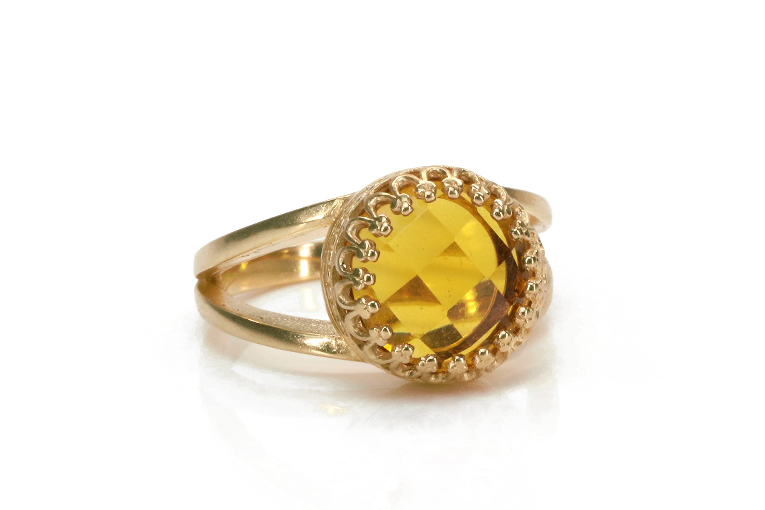Vintage Citrine Ring for Women - Handmade Gold Jewelry for Gifts | Wedding, Anniversary