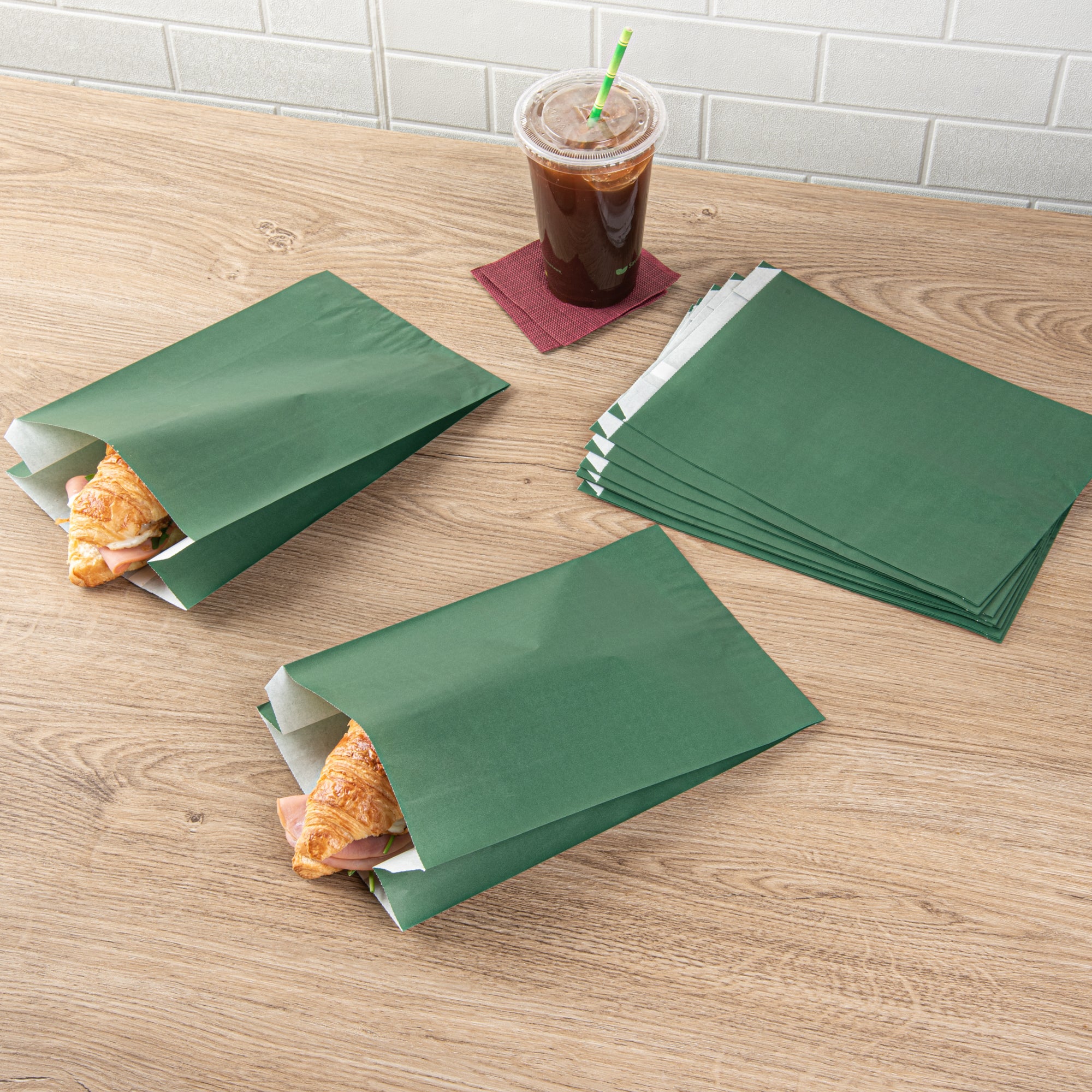 Eco-Friendly Forest Green French Fry & Snack Bags - 7x3x11 Inches, 100 Count Bulk Pack - Perfect for Fast Food, Movie Nights & Party Snacks
