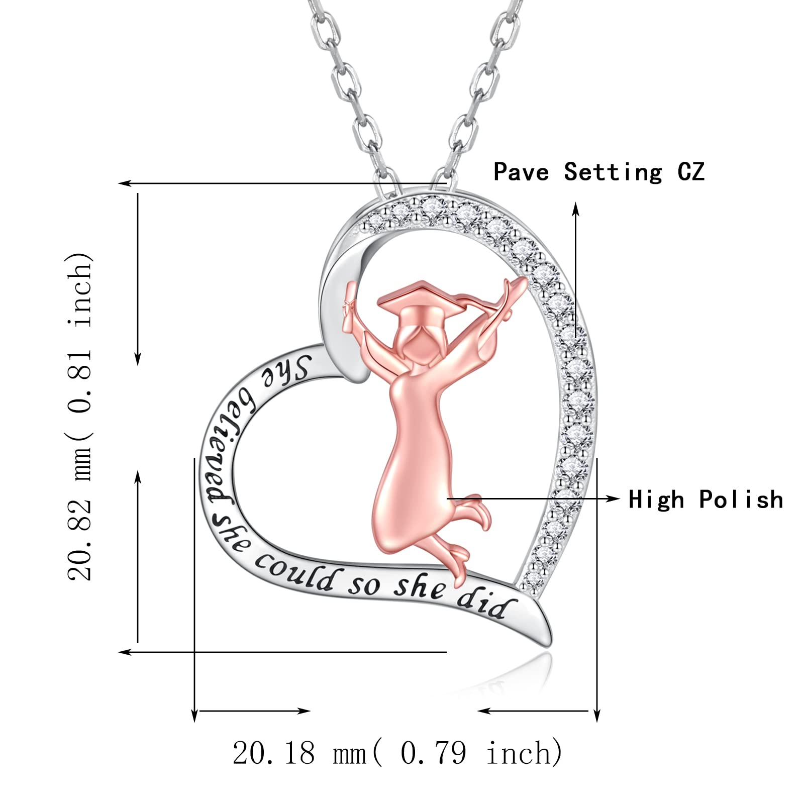 2024 Graduation Pendant Necklace - Sterling Silver Jewelry Gift for Women | College & High School Graduation