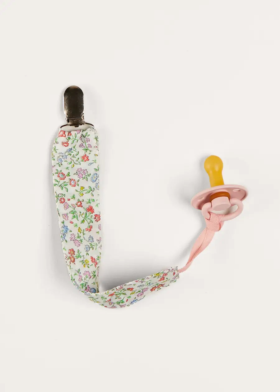 Cordelia Liberty Floral Pacifier Clip for Baby Girls - Pink Dummy Holder with Adjustable Strap | Perfect for Infants, Strollers, and Car Seats