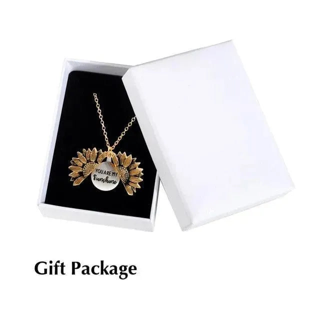 Personalized Sunflower Pendant Necklace with 'You Are My Sunshine' Engraving - Perfect Gift for Mom, Wife, Daughter | Birthday, Anniversary, Valentine's Day Jewelry