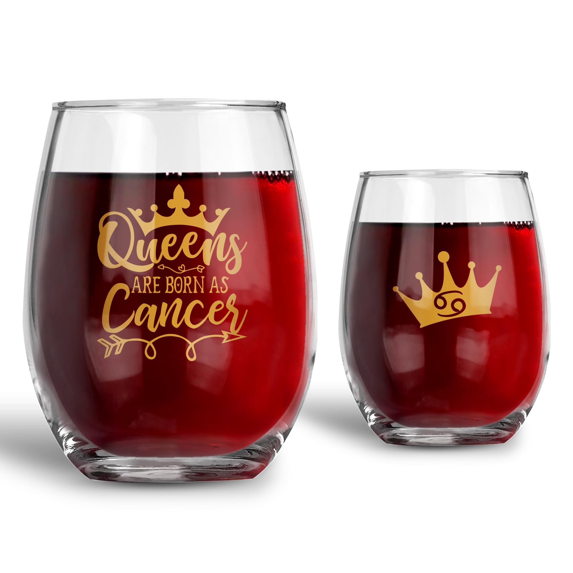 BAD BANANAS Cancer Zodiac Stemless Wine Glass - 21oz Birthday Gifts for Women, Moms, Best Friends & Sisters - Queens Are Born As Cancer - Perfect for Birthday Parties, Girls Night & Wine Tasting