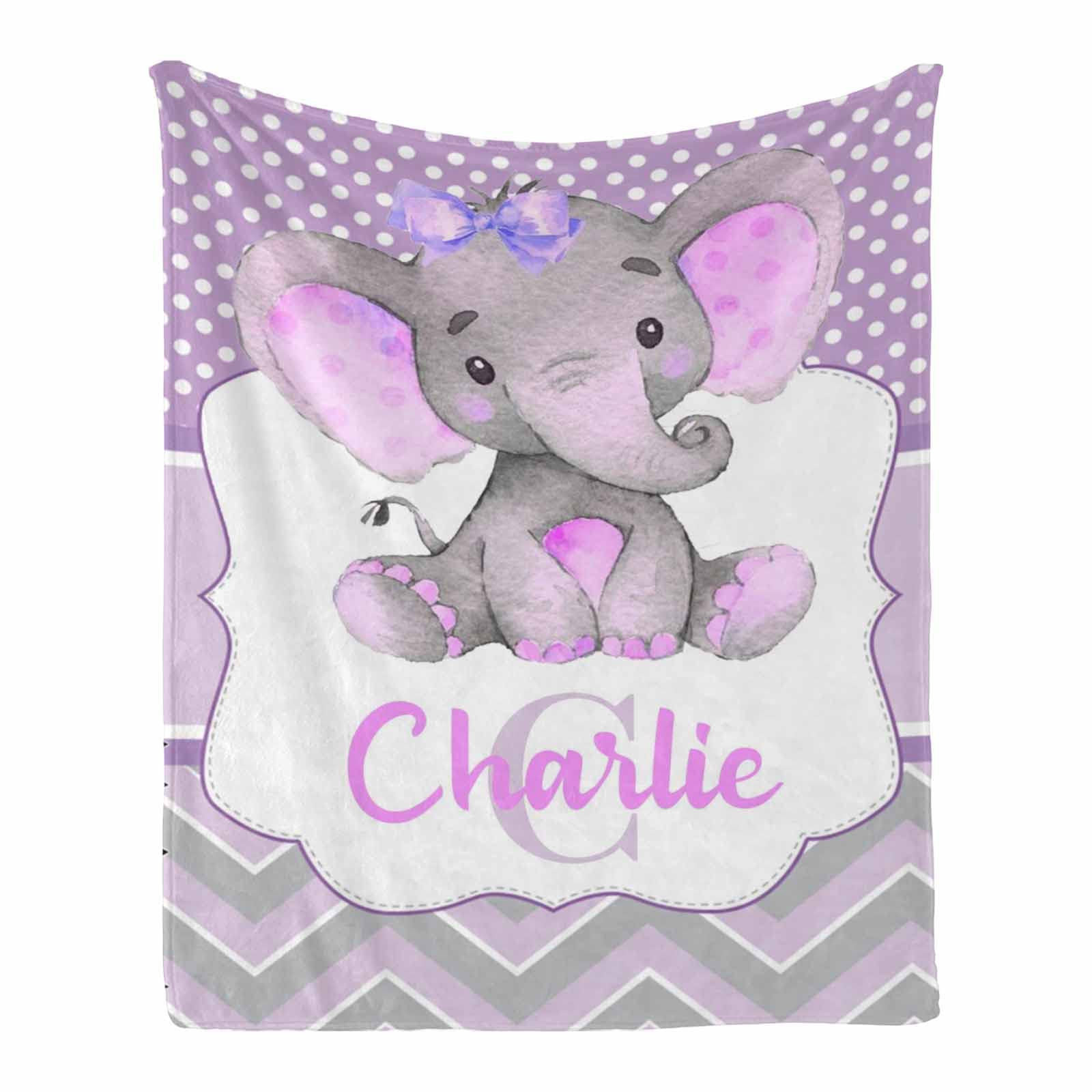 Personalized Baby Blanket with Name - Custom Pink Elephant Chevron Design Soft Throw for Boys & Girls | 50x60 Inch Toddler Swaddling Blanket | Ideal for Nursery, Baby Shower & Birthday Gifts