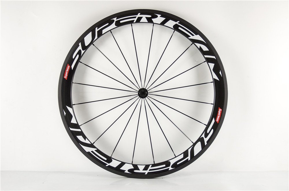 Superteam Carbon Fiber Road Bike Wheelset 700C Clincher - 50mm Deep 23mm Wide Matte Finish | Lightweight & Aerodynamic for Racing & Endurance Cycling