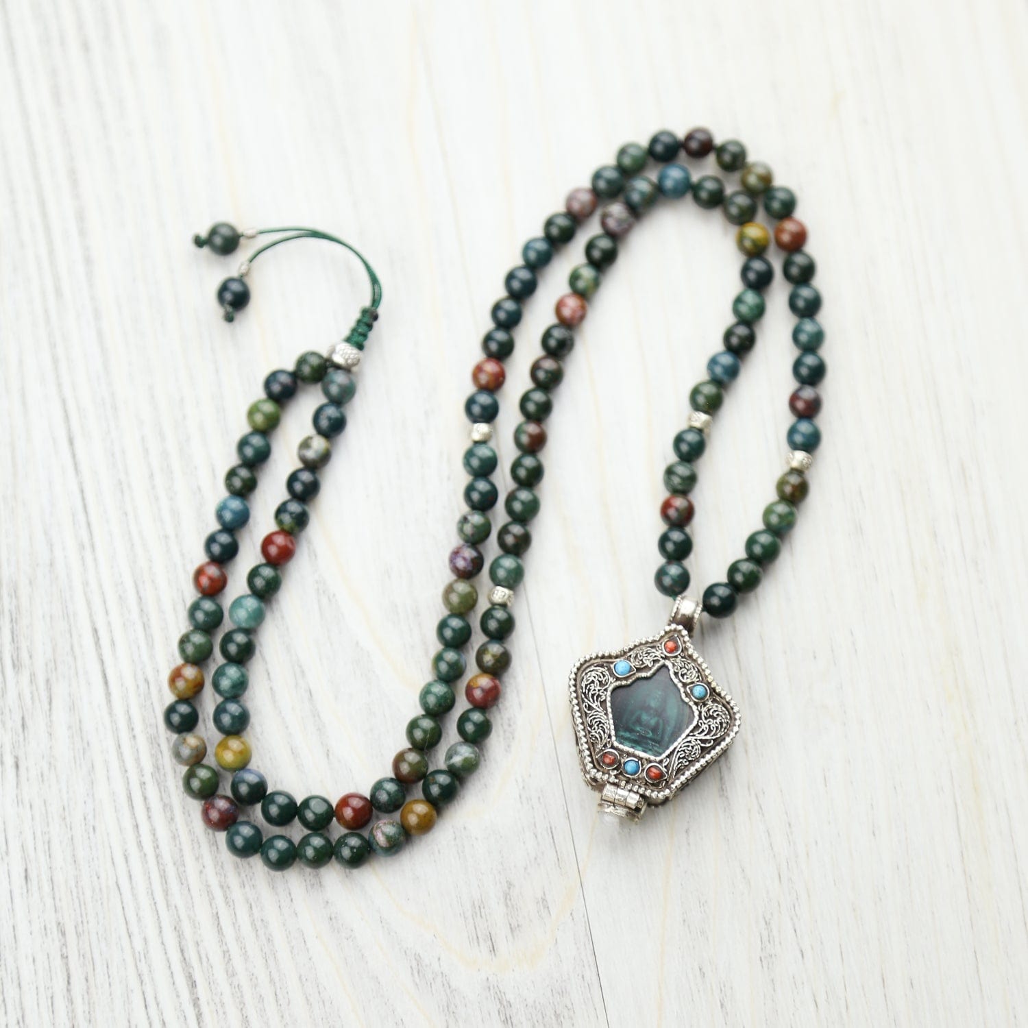 108 Beads Amitabha Buddha Tibetan Gau Mala Prayer Beads Necklace - Buddhist Meditation, Yoga & Spiritual Healing Accessory