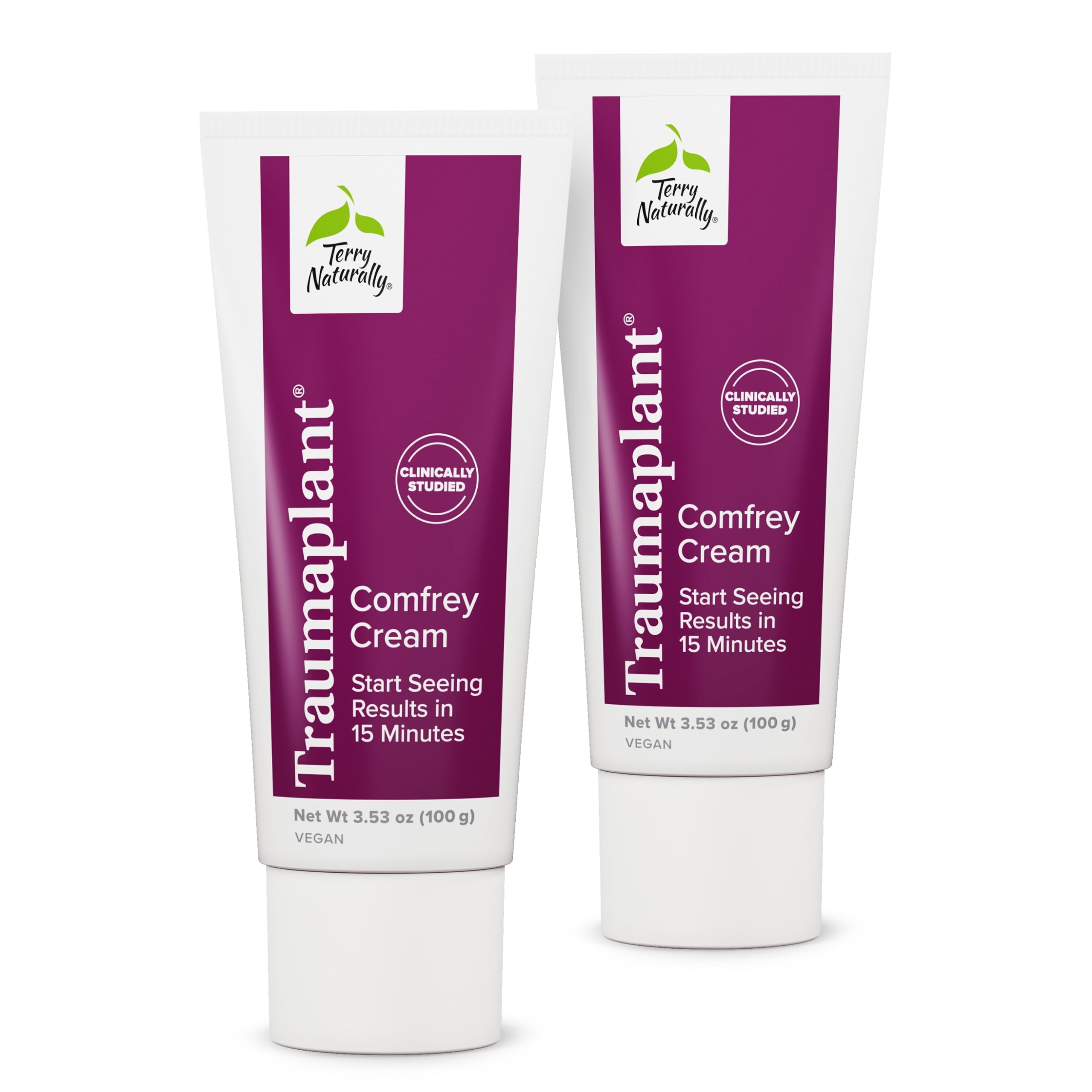 Terry Naturally Traumaplant Comfrey Cream - Herbal Relief Ointment for Pain & Bruises - Travel Size 3.53 oz (2 Pack) - Perfect for First Aid Kits, Sports Injuries & Post-Workout Recovery