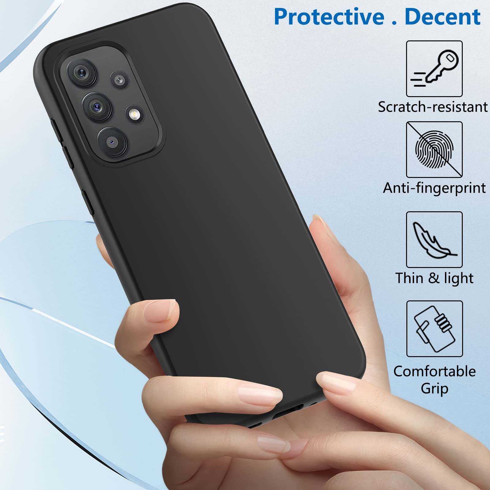 Shockproof Full Body Samsung Galaxy A33 5G Phone Case with Built-in Screen Protector - Anti-Scratch TPU Silicone Bumper Protective Cover (Black) | Perfect for Outdoor Activities, Work & Daily Use