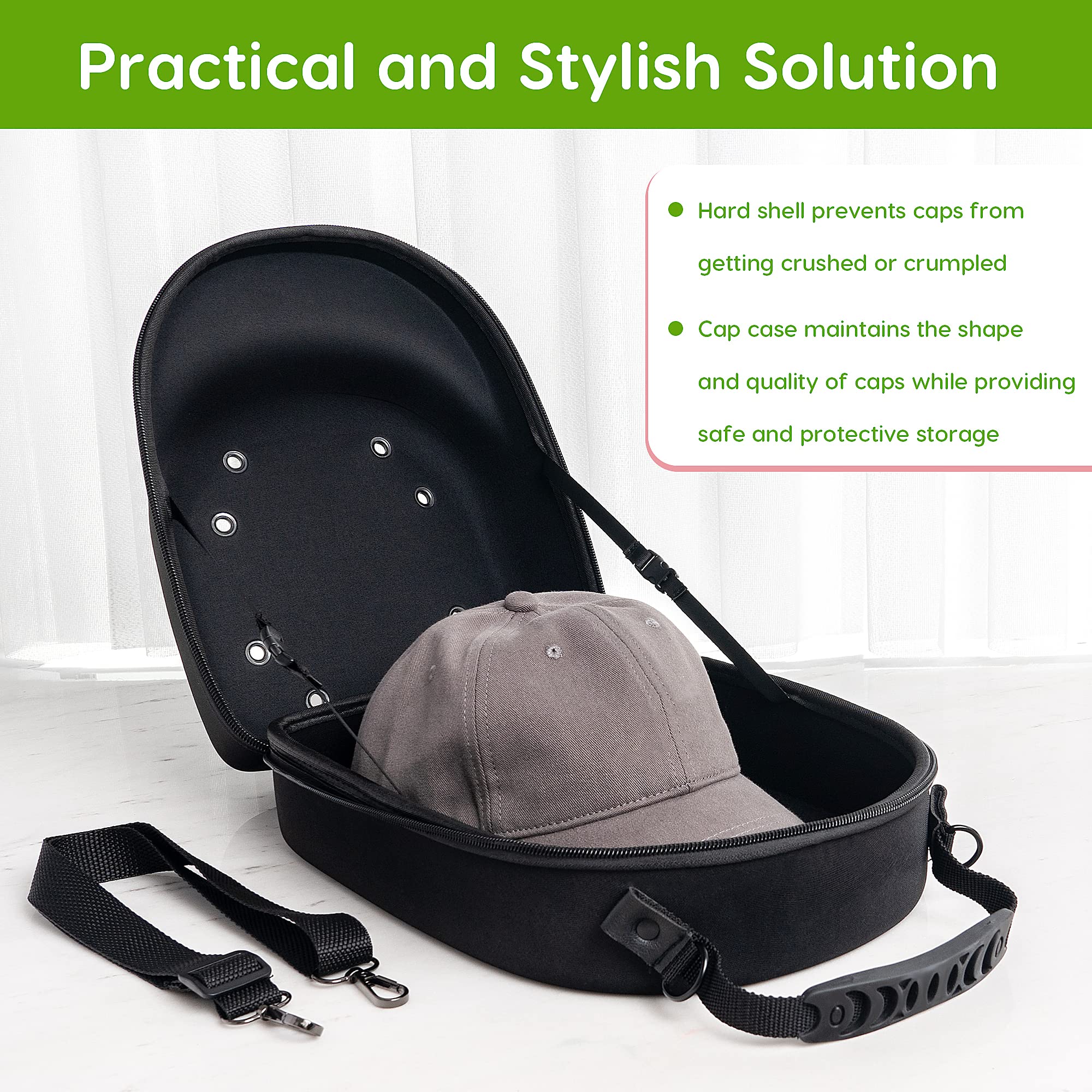 Unjumbly Baseball Cap Storage & Organizer - Travel Hat Carrier Case with Handle & Adjustable Strap - Holds 6 Caps - Perfect for Travel, Home Storage & Sports Events