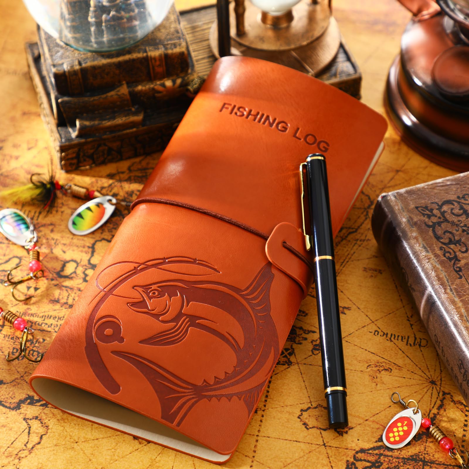 Glenmal Fishing Log Book with Pen - Fishing Journal Notebook for Men, Dad, Husband - Record Fishing Details & Memories - Perfect Gift for Father's Day, Birthday - 96 Pages - Ideal for Anglers, Outdoorsmen & Fishing Enthusiasts