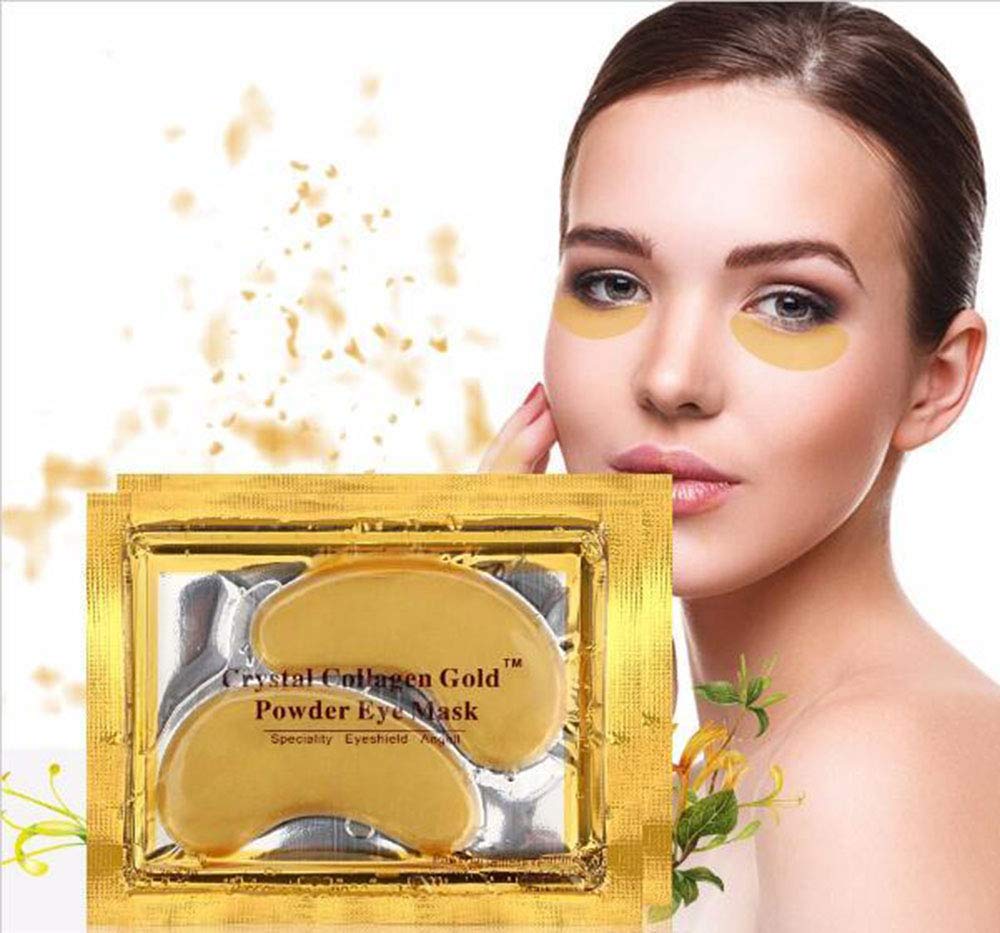 24K Gold Collagen Eye Masks - Anti Aging Gel Patches (20 Pairs) for Dark Circles & Wrinkles