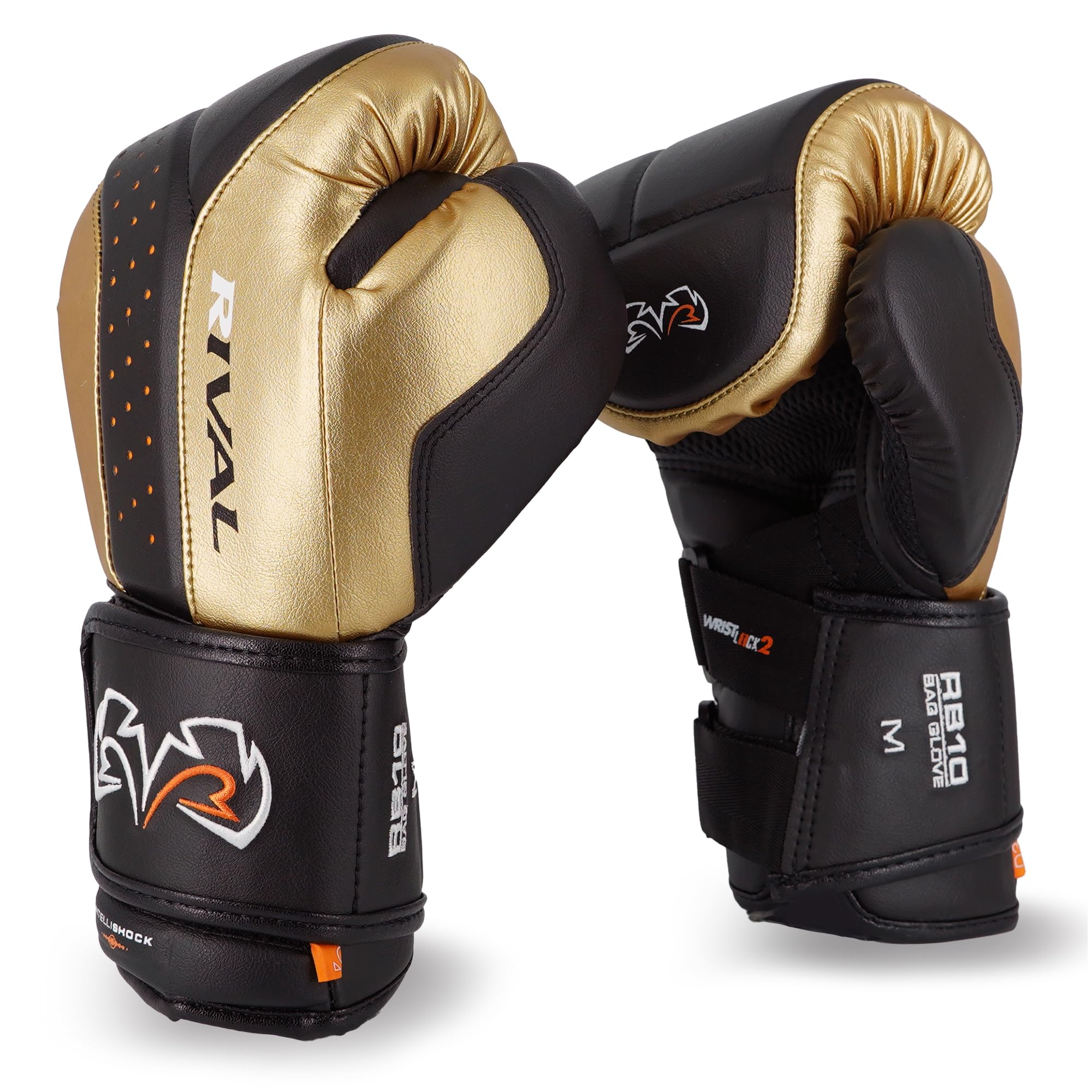 RIVAL RB10 Intelli-Shock Boxing Bag Gloves - Hook & Loop Closure, Ergonomic Fit, 1.25