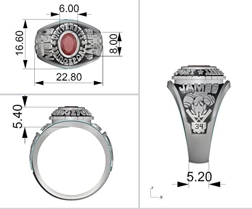 Custom Personalized Sterling Silver Class Rings for Women & Men - Birthstone, Gold Plated, Size 5-15 - High School & College Graduation Rings - Perfect Gift for Graduates, Anniversaries & Special Occasions