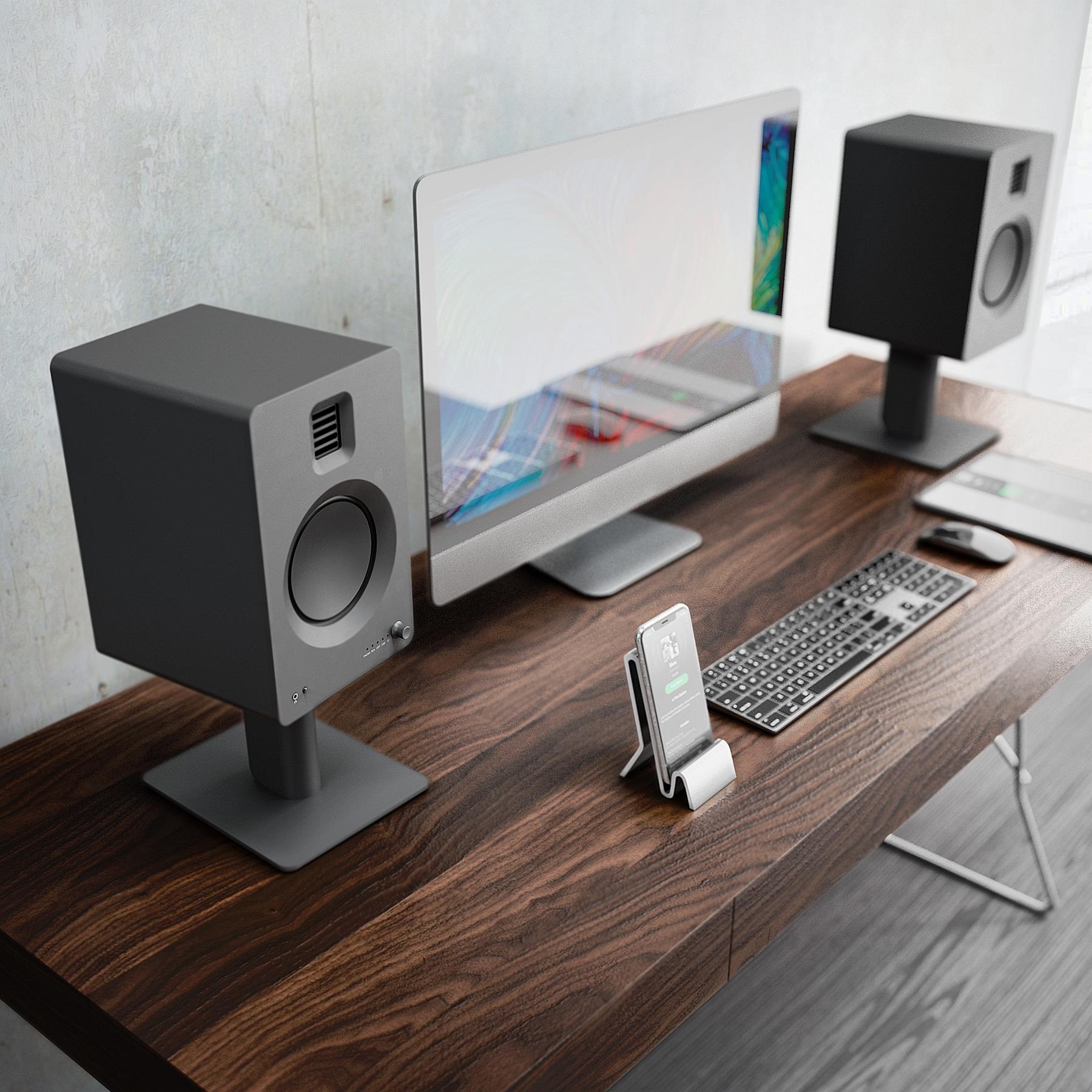 Premium Kanto TUK Powered Bookshelf Speakers - High-Fidelity USB DAC, Bluetooth 4.2, Phono Preamp & Headphone Output for Home Audio, Studio Monitoring & Gaming Setup