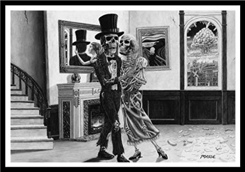 The Last Tom Masse Fantasy Art Print Poster - 32x22 Inches, Black Plexi Frame - Skeletons Dancing, Romance & Humor with Hidden Meanings - Perfect for Living Room, Bedroom or Office Wall Decor
