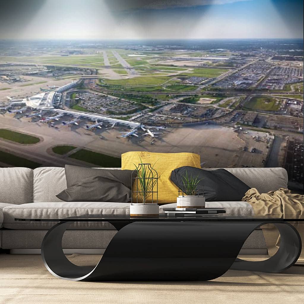 Airport Themed Peel and Stick Wallpaper - Self-Adhesive Removable Vinyl Wall Mural for Home Decor | Perfect for Kids' Rooms, Living Rooms & Offices
