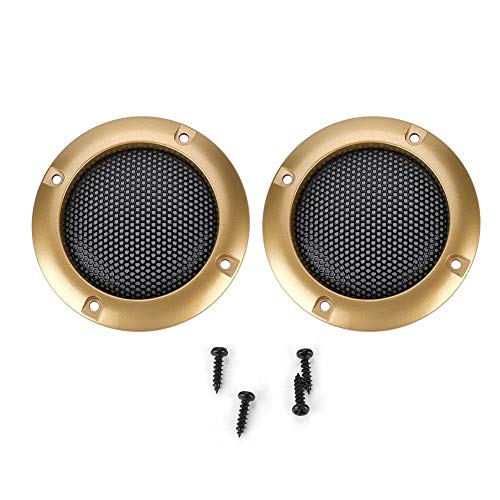2 Inch Elegant Gold Speaker Grill Cover - Shatter Resistant Steel Mesh Circle for Car Audio Protection | Perfect for Car Speakers, Home Audio, and DIY Speaker Projects
