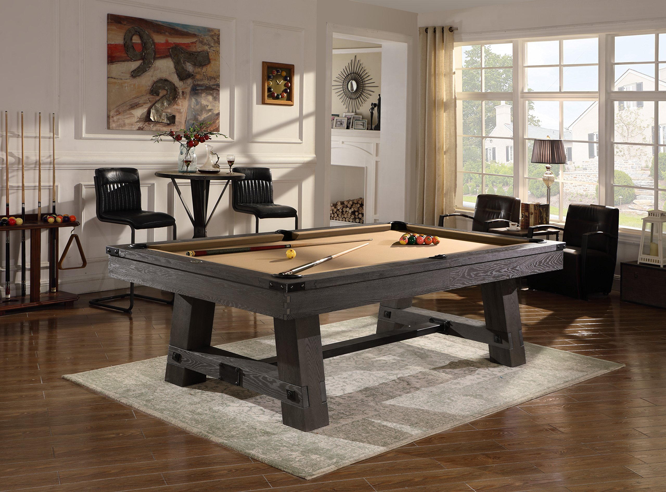 Playcraft Yukon River Slate Pool Table - Premium Hardwood Billiard Table with 3-Piece Slate System - 7ft & 8ft Sizes - 25 Felt Color Options - Ideal for Game Rooms, Home Bars, Man Caves & Office Lounges
